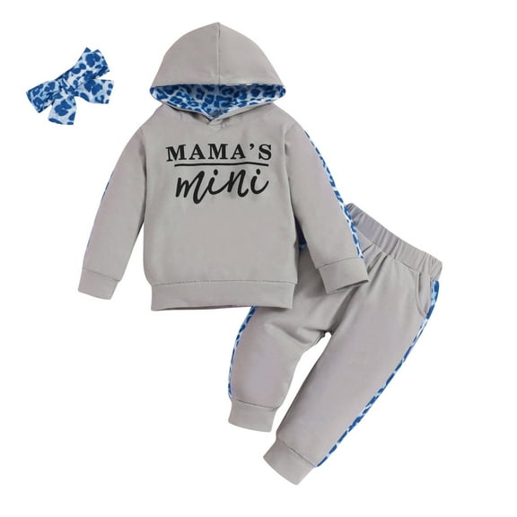 Zwiiyzr 3-18M Infant Toddler Baby Boy Girl Clothes Solid Color Long Sleeve Hoodies Sweatshirt 2Piece Fall Winter Clothes Sweatpants Jogger Outfits Set Blue
