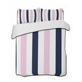 thumbnail image 2 of Quilts Twin Size, Pink Navy Blue Striped Soft Comforter Bedding Set for Bed, Farmhouse Stripe Art Lightweight Quilted Bedspread with Pillow Cover(2 Pieces) for All Season, 68x86 Inch, 2 of 6