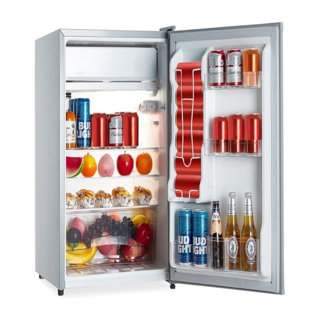 Bingirl Mini-Frigo de 43 Pi3 avec Congélateur - Réfrigérateur Compact à Porte Simple, Thermostat Réglable, Écoénergétique, Faible Bruit, Gris