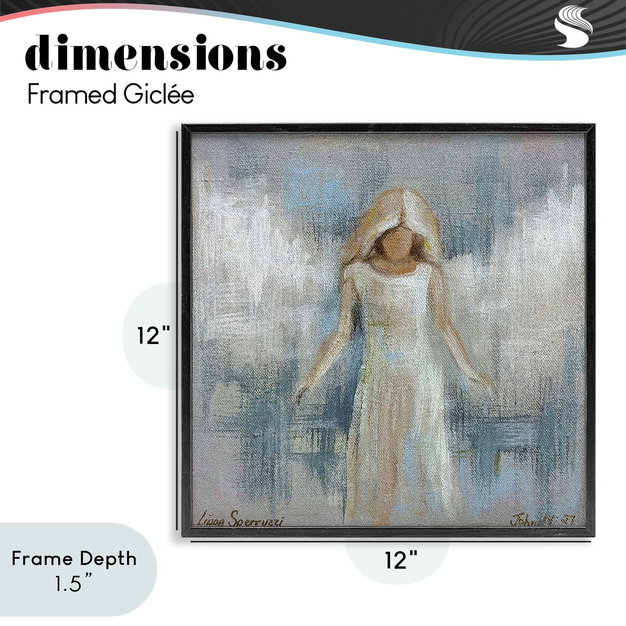 Stupell Industries Ethereal Peace Angel Black Framed Giclee Art, design by Linda Sperruzzi