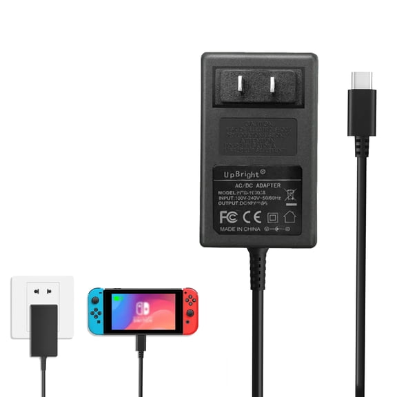 Charger for Nintendo Switch, Switch Charger AC Adapter Power Supply 15V 2.6A Fast Charging Kit Compatible with Switch Dock/Switch and Pro Controller (Support TV Mode)