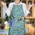 thumbnail image 6 of Cartoon Traffic Vehicles Boats Light Blue Apron-Garden Aprons for Women with Pockets-Cotton Linen Waterproof Kitchen Cooking Gardening Aprons Adjustable for Kitchen,Cooking,BBQ and Salon 33x27 Inch, 6 of 7
