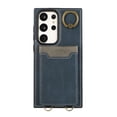 thumbnail image 5 of Wallet Back Case for Samsung Galaxy S22 Ultra with Wrist Strap, Stylish Magnetic Card Holder Finger Ring Kickstand PU Leather Lanyard Shockproof Slim Phone Case for Samsung Galaxy S22 Ultra, Blue, 5 of 7