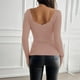 thumbnail image 5 of Tops para mujer,Blusa de mujer, manga larga, cuello redondo, encaje, informal, color liso, tela de imitación, para uso diario y en casa, sopatenor, 5 of 9