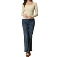 thumbnail image 2 of INSPIRE CHIC Chandail pour Femmes Ajusté à Manches Longues Col Cœur Tricoté TP Beige, 2 of 5