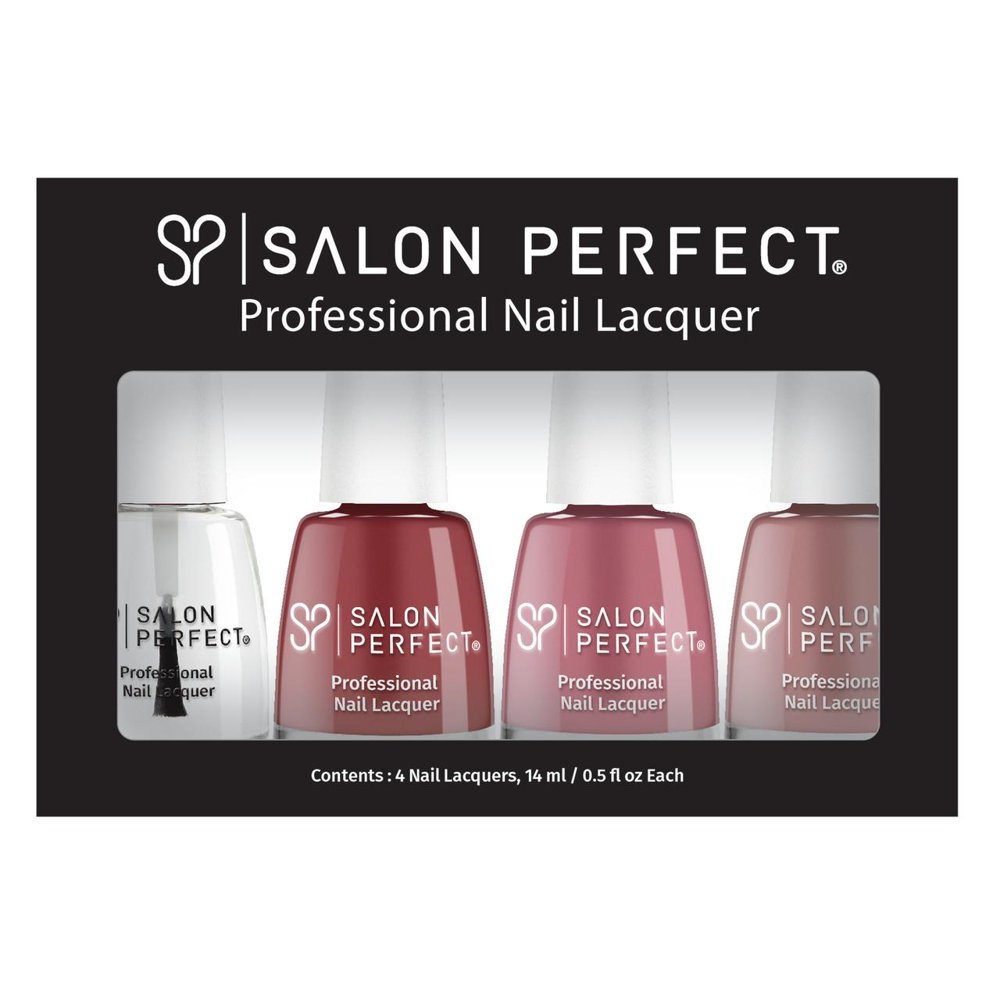 Salon Perfect 4Pack Assorted Pink Acrylic Nail Polish Set, 0.5 fl oz