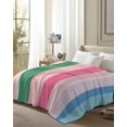 thumbnail image 6 of Flannel Fleece Throw Blanket Abstract Watercolor Vertical Lines Lightweight Soft Plush Blankets,Pink Green Blue Stripes Cozy Warm Throw Blanket for Couch Sofa Bed Car Office 40x50in, 6 of 9