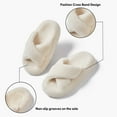 POSEE Fuzzy Slippers for Women Cross Band House Shoes Bedroom Indoor