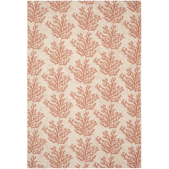 Safavieh Courtyard Fionntan Botanical Indoor/Outdoor Area Rug, Beige/Terracotta, 5'3" x 7'7"
