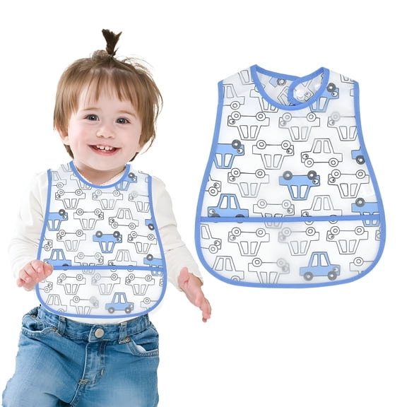 CCOCC 2026 New Waterproof Toddler Bib with Pocket – Reusable Plastic Baby Feeding Bib for Eating,Painting,Crafts(Cute&Durable Design,Easy to Clean – Perfect for Messy Play)
