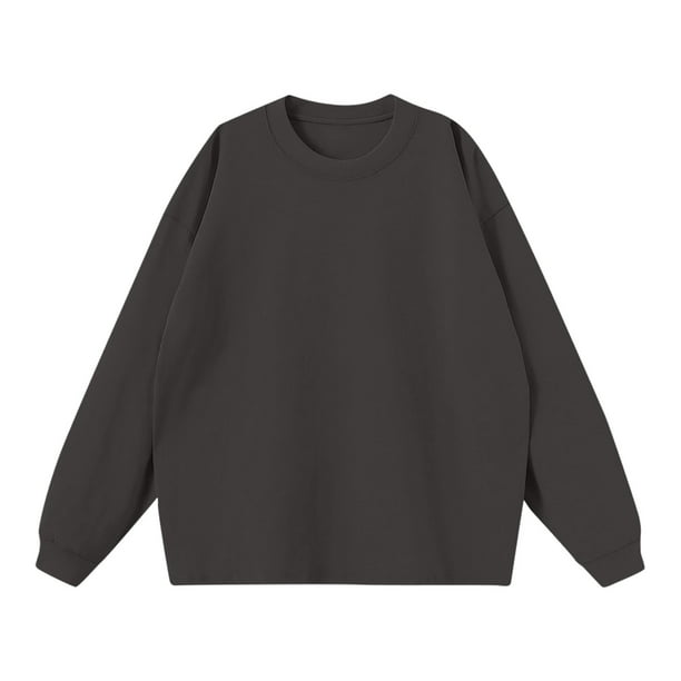 pstuiky camisetas de manga larga para hombre, Camiseta holgada de manga larga de invierno de color liso para hombre camisetas de hombre xl
