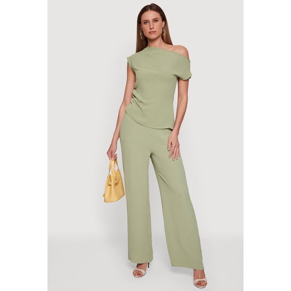 Women's Crepe Knit Wide Leg Casual Pants