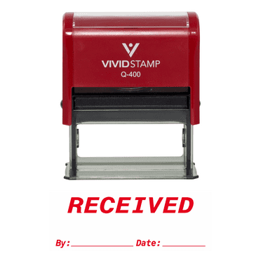 Vivid Stamp RECEIVED By Date Self Inking Rubber Stamp (Red Ink) X-Large