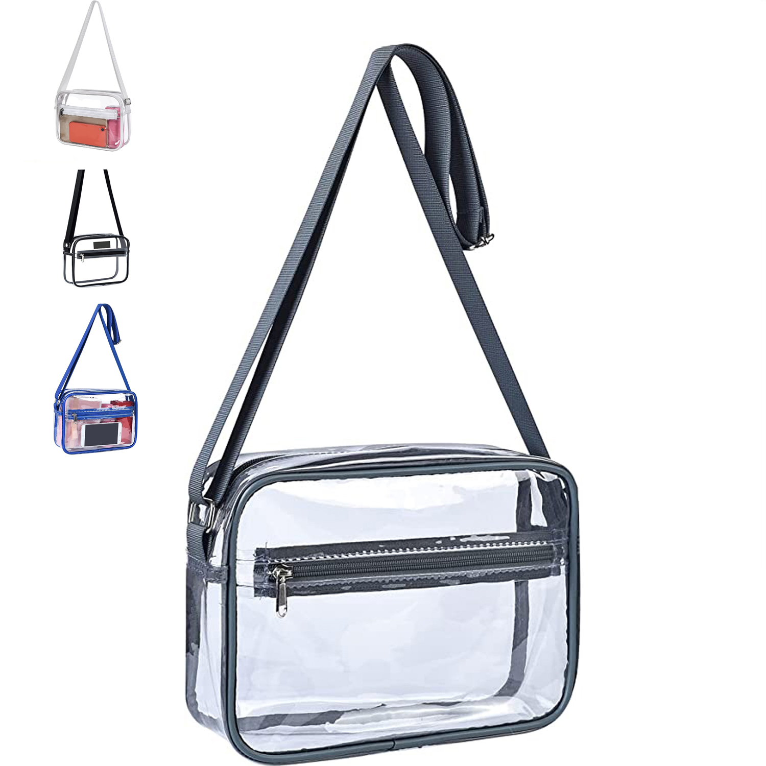 Borsa Trasparente In PVC 30x15x30 Cm | Approvata Per Stadi E Concerti | Tracolla Regolabile E Manici Robusti