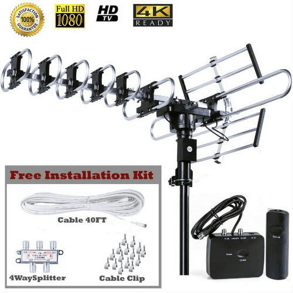 Five Star Outdoor 4K HDTV Antenna, Up to 200 Mile with Motorized 360 Degree Rotation Design, Support 5 TVs