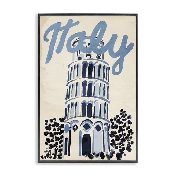 Stupell Industries Blue & Beige Italy Travel Black Framed Giclee Art, design by Annabelle Hall