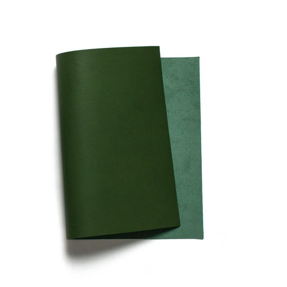 Korba Buffalo Calf, Burnishable Veg Tanned Panels, Peacock Green