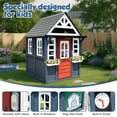 thumbnail image 4 of iRerts Outdoor Playhouse, Wooden Playhouse for Kids Play House with Front Door, Flower Pot Holders, Stove, Sink, Doorbell, Windows, Indoor Outdoor Kids Play Equipment Gift for Ages 2+, Black+Blue, 4 of 8