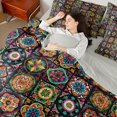 thumbnail image 4 of Manfei Bohemian Damask Mandala Twin Bedding Sets 7-Piece for Female Men,Geometric Plaid Bedding Comforter Set Microfiber,Exotic Style Breathable Sheet Sets,Ultra Soft Home Decor,Reversible, 4 of 8