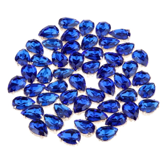 KLKCMS 50 Pieces DIY Teardrop Resin Rhinestone Pointback Glass Faceted Jewelry Making