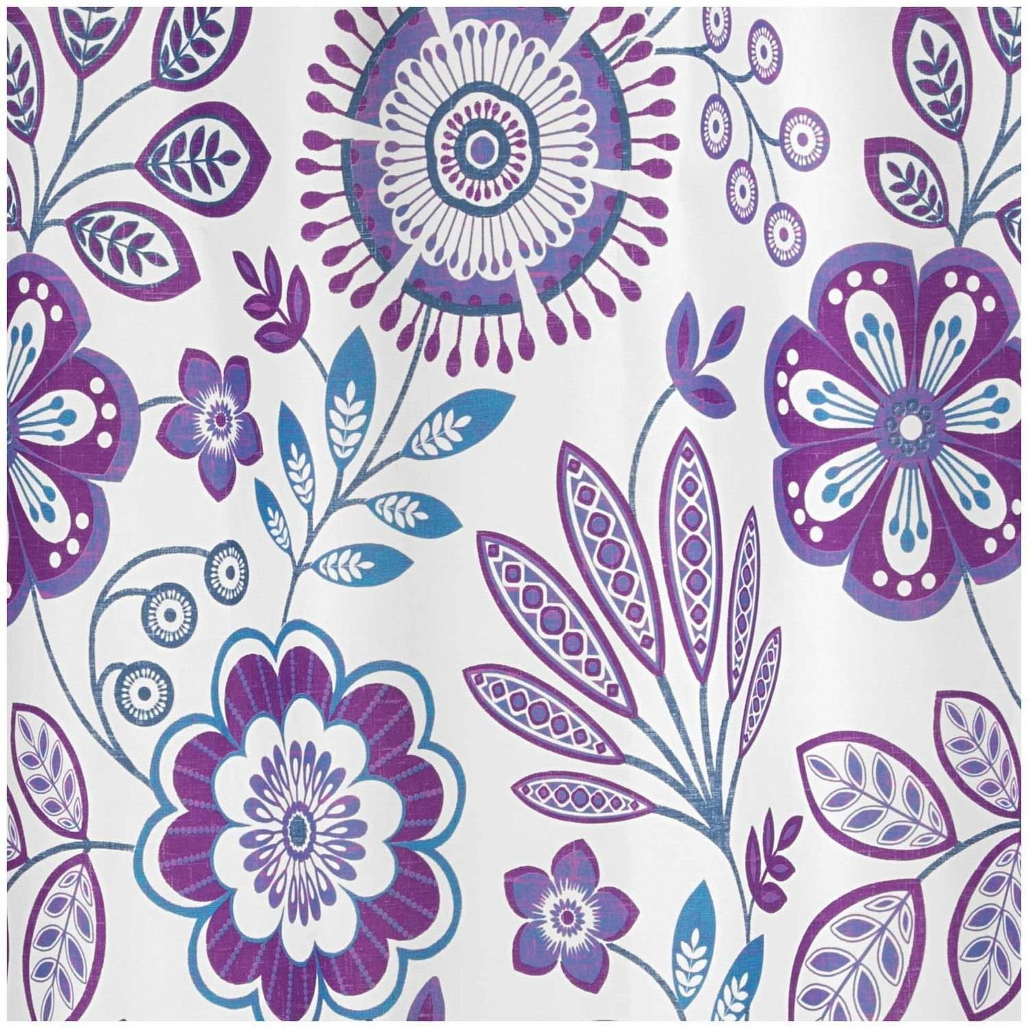 InterDesign Luna Floral Fabric Shower Curtain, 72" x 72"