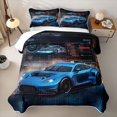 thumbnail image 2 of Erosebridal Teens Blue Sport Car Quilt King,Boys Rally Race Fast Car King Coverlet Set, 2 of 7