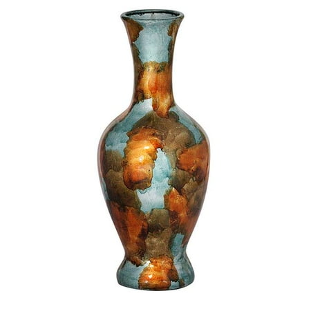 Heather Ann Creations W1305-A4 Mary 18 in. Foiled & Lacquered Ceramic Vase - Copper, Gold & Aqua