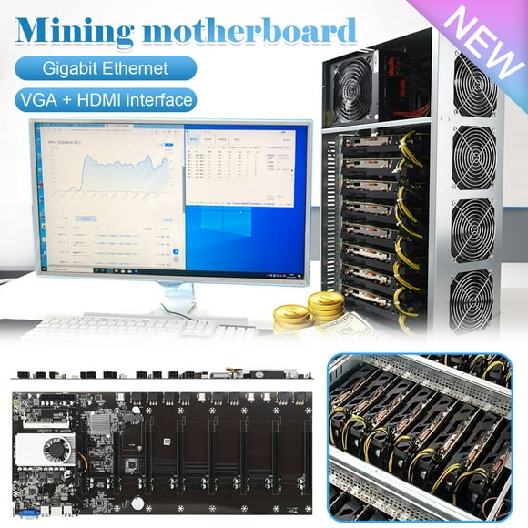 EGNMCR TC-37 Cryptocurrency Mining Machine+CPU Set 8 Graphics-Card Plug main board