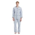 thumbnail image 3 of GLOBAL Men's Pajamas Sets 100% Cotton Flannel Sleepwear Long-Sleeve Top & Bottom Loungewear White Stripes S, 3 of 6