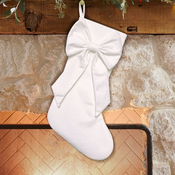 Christmas Decorations Bow Knots Christmas Stockings Candy Gift Bags,Christmas Stockings Bowknot Xmas Personalised Large Stocking Sock Set of 1 Candy Bag Party Decor Family Holiday Gift