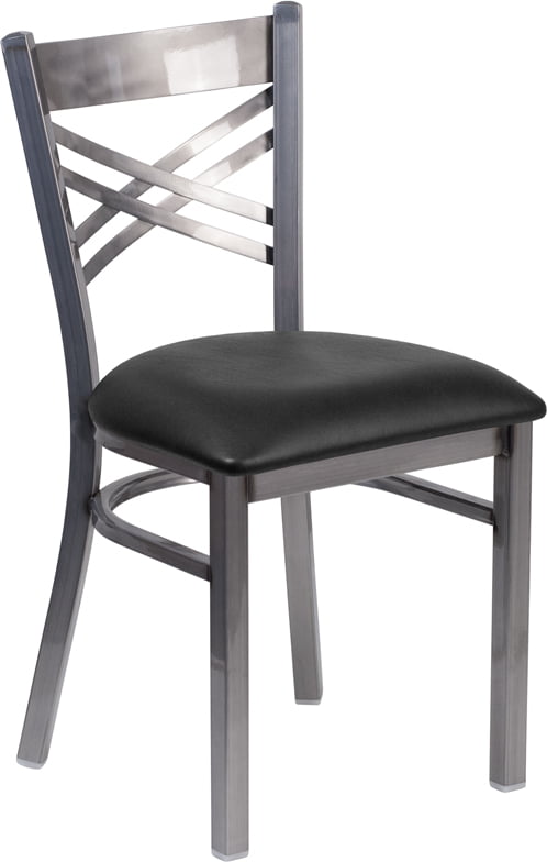 Lot of 70 Metal Frame Ladder Back Restaurant Dining Chairs w/ Black Vinyl Seat 