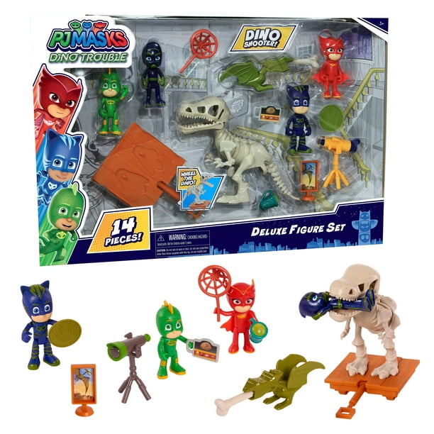 PJ Masks Dino Trouble Deluxe 14Piece Figure Set, Figures, Ages 3 Up