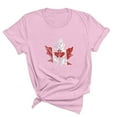 thumbnail image 5 of WREESH Casual Crew Neck T-Shirt Women's Canada Day Maple Leaf Print Summer Blouse Pink, 5 of 5