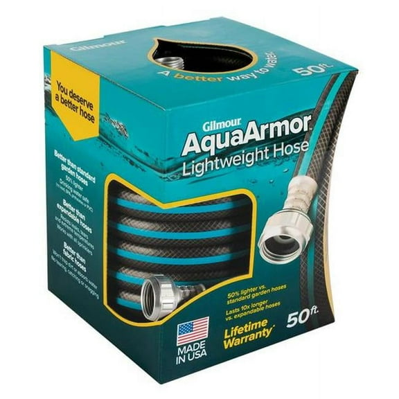 0.5 in. dia. x 50 ft. Gilmour AquaArmor Plastic Garden Hose, Black