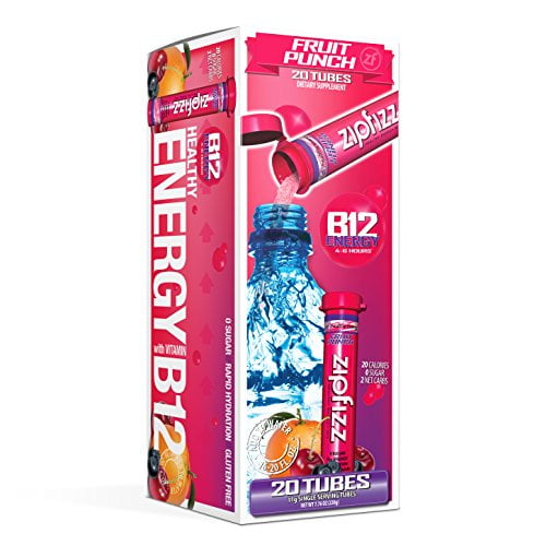 Zipfizz Healthy Energy Drink Mix, Fruit Punch, 20 Count, 7.76 oz