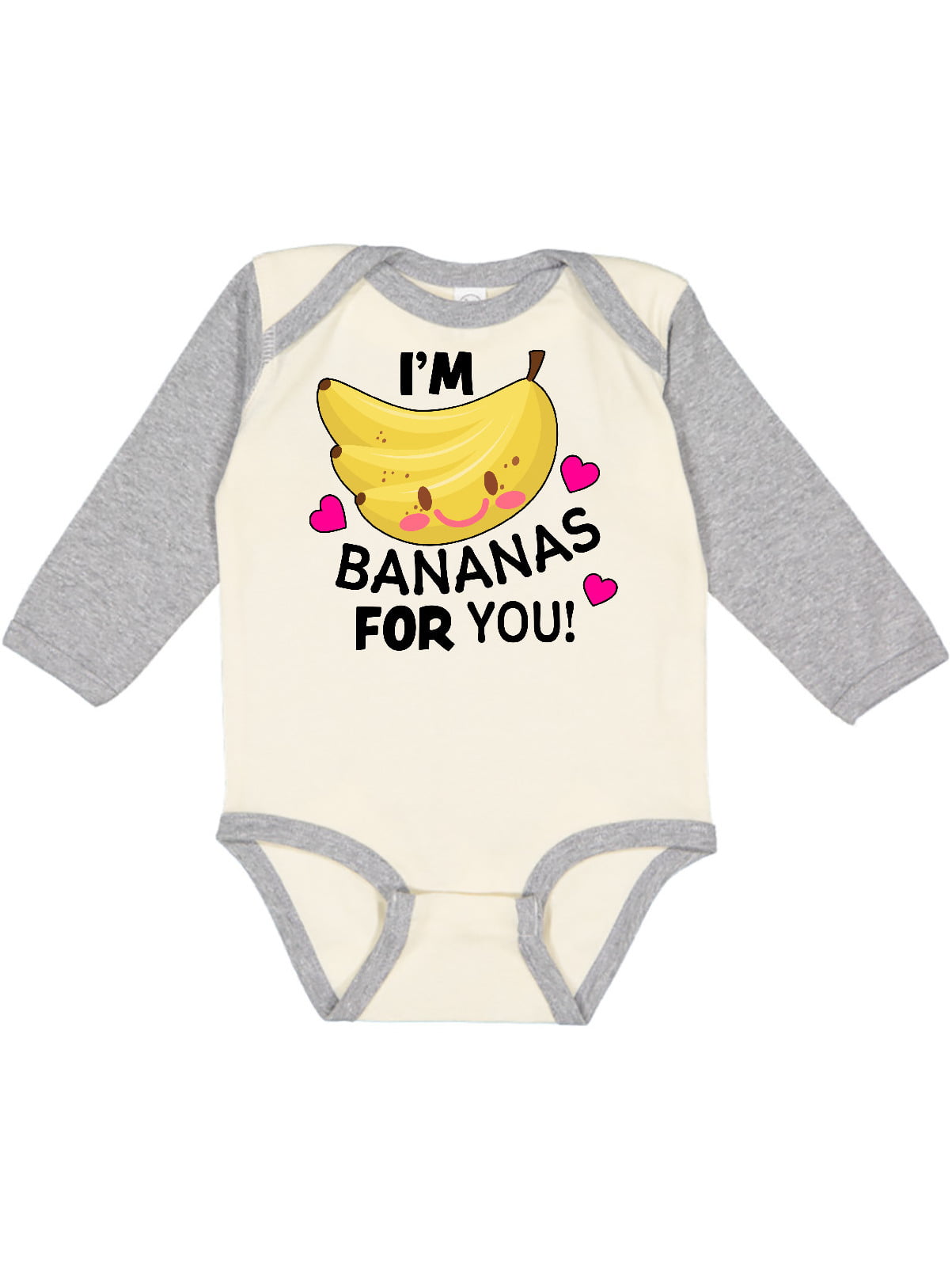 inktastic Im a Bananas for You with Cute Banana and Hearts Long Sleeve Creeper