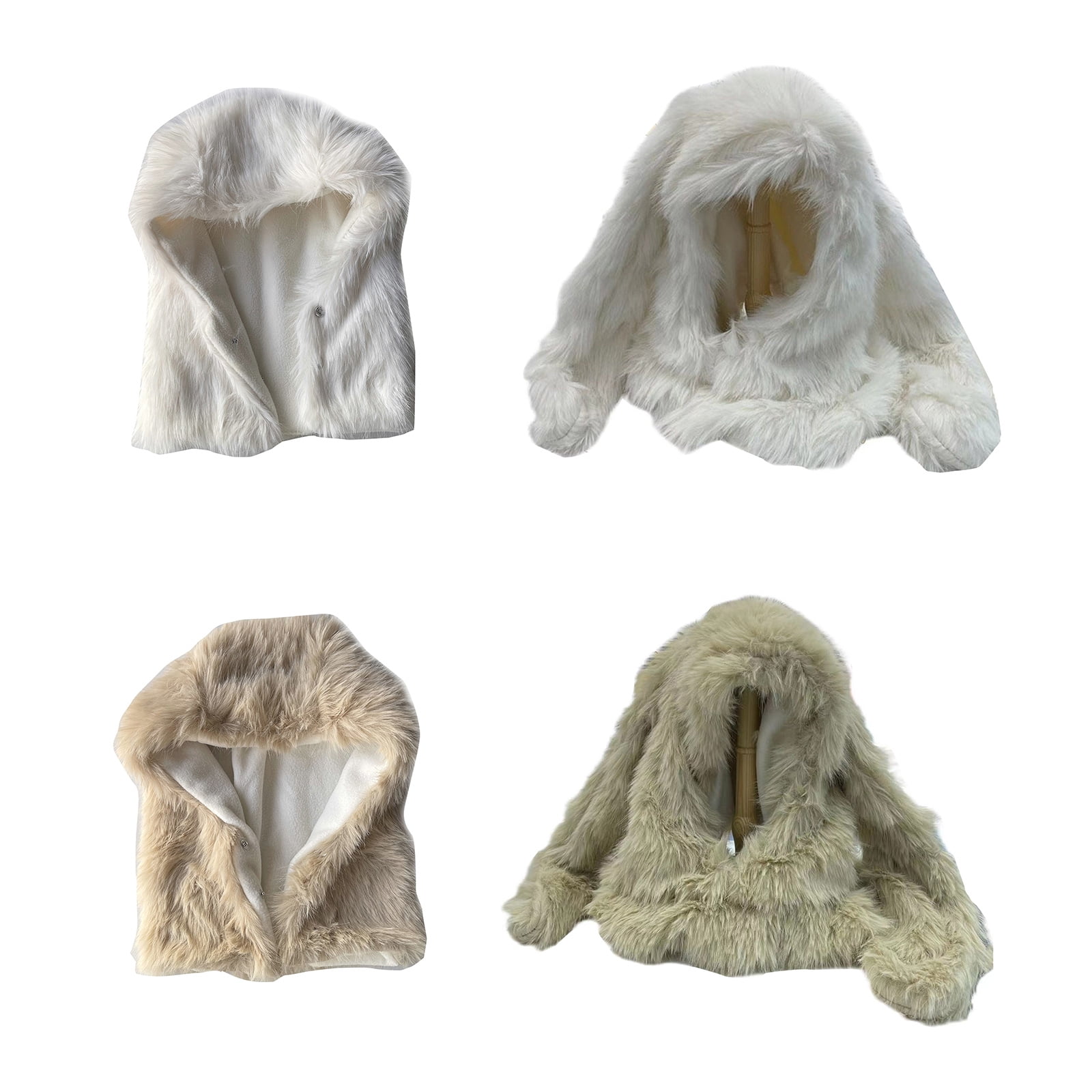 Furry Plush Neck Scarf Hat Soft Headcover Cap Teens Girls Rabbits Ear Bonnet Cap