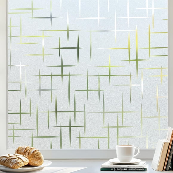 rabbitgoo Window Films for Privacy, Frosted Window Film Static Cling - UV Blocking Non-Adhesive Reusable Covering for Bathroom & Home Office, Easy In