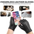 thumbnail image 2 of Fingerless Sheepskin Leather Gloves for Men & Women, Breathable Half Finger Driving Motorcycle Riding Gloves, Lightweight Unlined Gloves for Cycling, Outdoor Activities, Black - M, 2 of 6