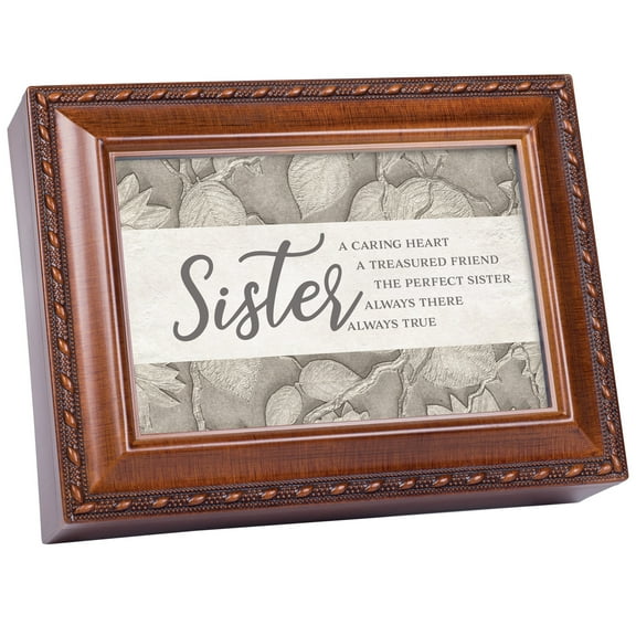Sister Caring Heart, A Treasured Friend Wood Grain 9 X 7 Mdf Wood Musical Box Plays Tune Mb Wg Light