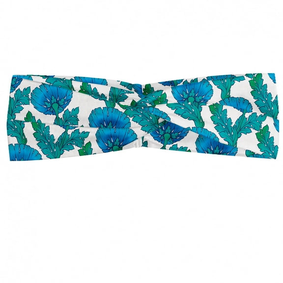 Floral Headband, Garden Blossoms Rural Petals Revival of Summer Pattern Botanical Art, Elastic and Soft Women's Bandana for Sports and Everyday Use, Grey Red Coconut, by Ambesonne