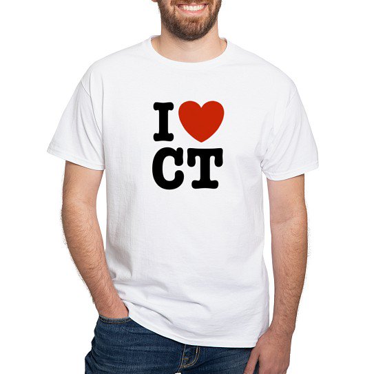 CafePress - I Love CT White T Shirt - Men's Classic Cotton T-Shirts