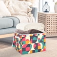 thumbnail image 3 of Yayeee Collapsible Cube Storage Bin with Lid Fabric Closet Decorative Basket with Handles, Retro Geometric, 3 of 7
