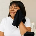 thumbnail image 3 of BedVoyage 6-Pack Black Facial Washcloths – 10x10 Ultra-Soft Viscose from Bamboo Cotton Blend – Hypoallergenic, Odor-Resistant, Quick-Drying – Includes Reusable Mesh Bag, 3 of 7