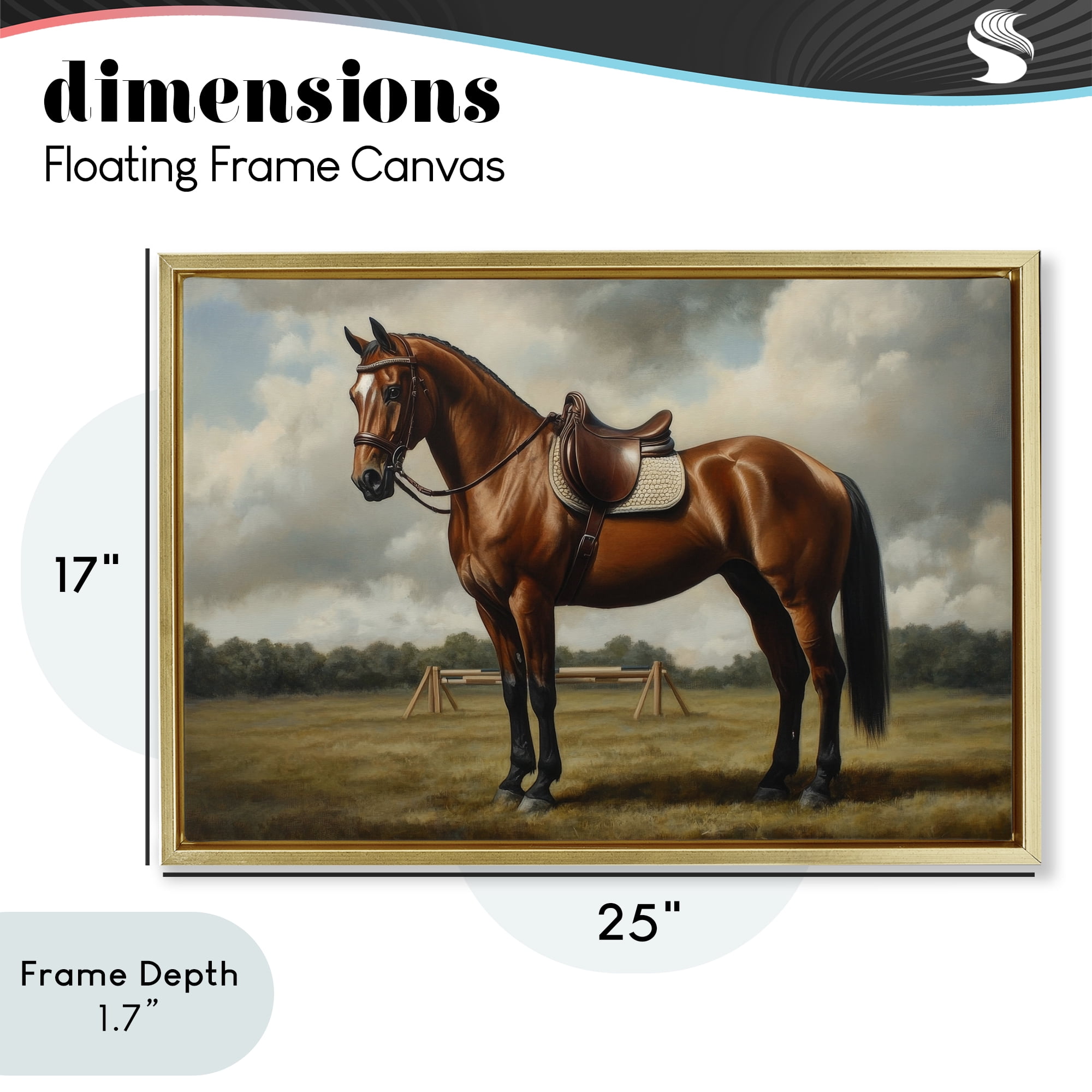 Stupell Industries Red Mare in Pastoral Landscape Gold Framed Floater Canvas Wall Art, design by Petal Prints Design