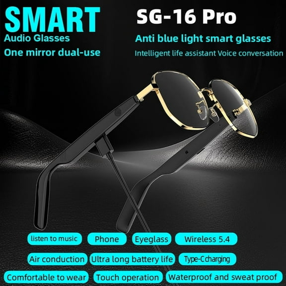 The smart glasses are equipped with low-power chips for long battery life. They feature dialogue interaction, allowing you to switch between Bluetooth calls and music playback at will. With a 35g lig