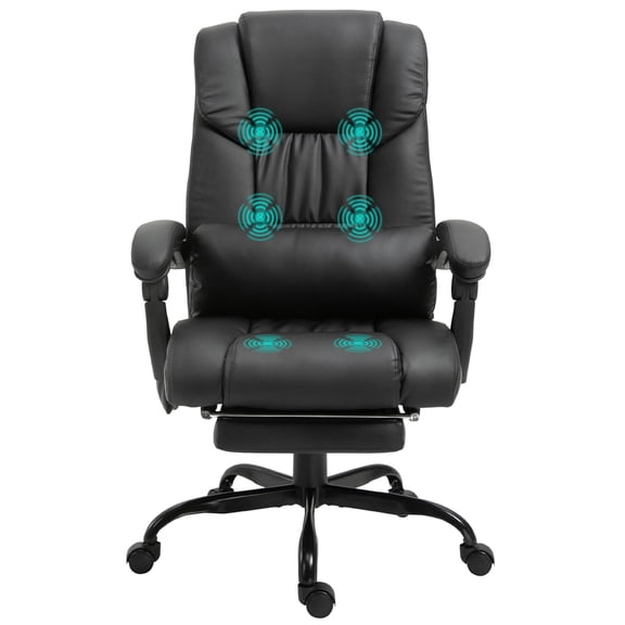 Office Chairs Vinsetto High Back Massage Office Chair with 6 Vibration Points, PU Leather Reclining Computer Chair, Ergonomic Office Chair with Footrest Adjustable Height and Remote, Black,Mesh Offic