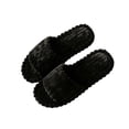 thumbnail image 6 of FITORON Womens Open Toe Fuzzy Slide Slippers - Striped Plush Black,Size 5.5-6, 6 of 6