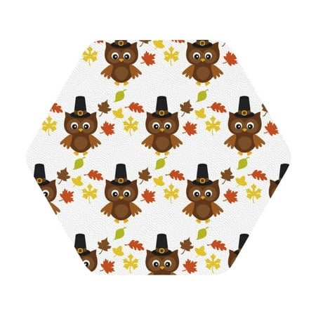 

Ocsxa Colorful maple leaf owl Coasters for Drinks Leather Coasters Set of 4 for Coffee Table for Housewarming Kitchen Bar Decor One Size