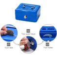 thumbnail image 3 of Caja de dinero con cerradura de llave, caja de dinero portátil de metal de doble capa y 2 llaves para seguridad 15 * 12 * 7,7 cm (S, azul) JAMW Sencillez, 3 of 5